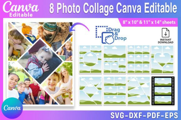 Download Editable 8 Photo Collage Canva Template - Premium Resources