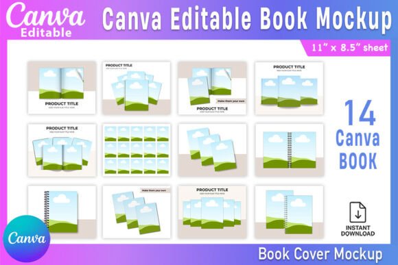 Download 14 Canva Editable Book Mockup Bundle - Premium Resources