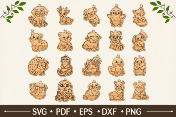 Download Cute Animal Keychain Engraving Bundle - Animal Collection